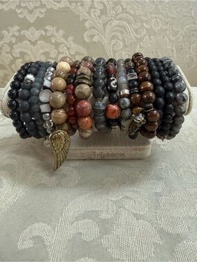 Bundle of 15 gemstone bracelets